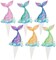 36PCS Mermaid Tail Cupcake Toppers – Under the Sea Picks for Birthday & Baby Shower Cakes